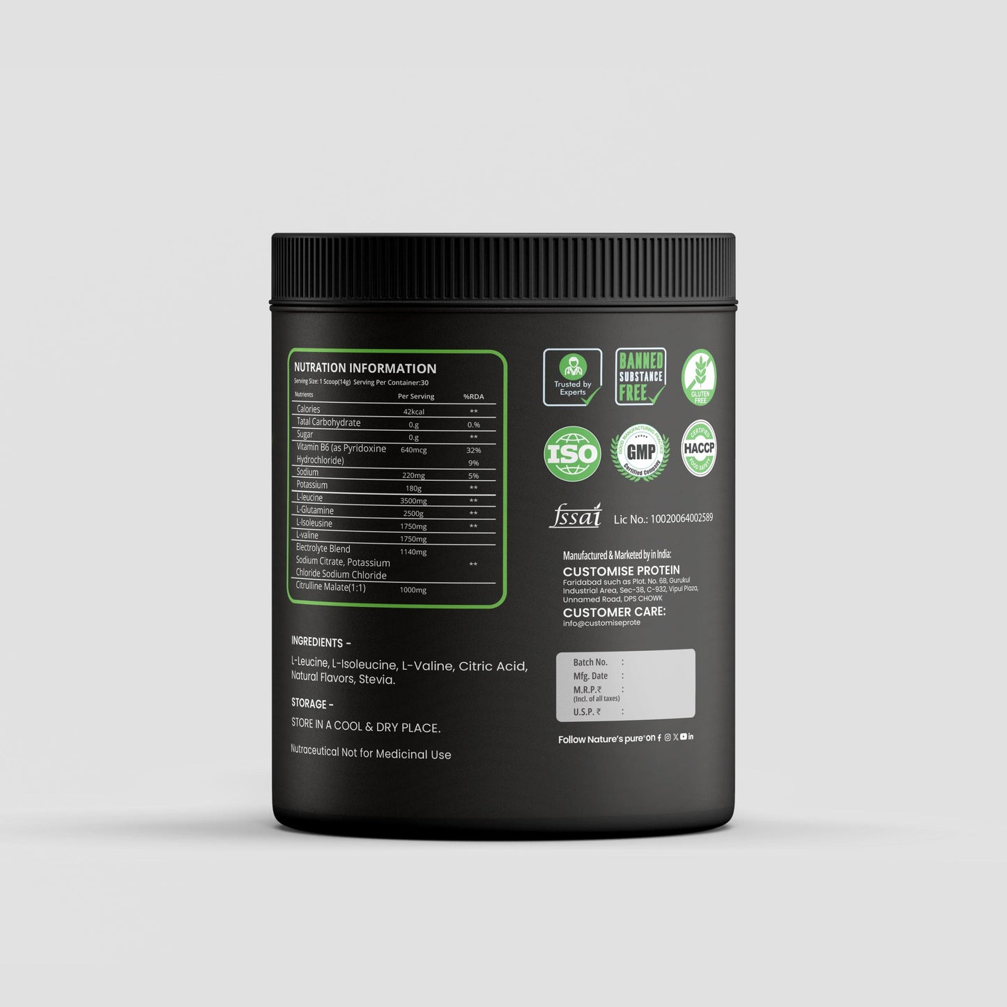 Nature's Pure BCAA+EAA Powder