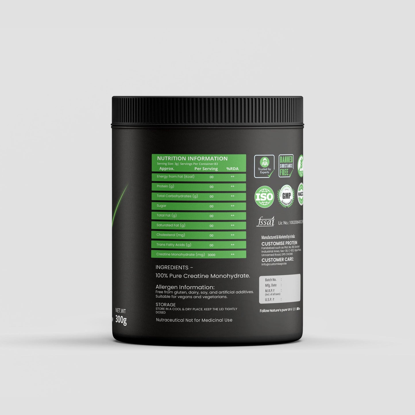 Naturefuel Creatine - 100% Pure Creatine Monohydrate